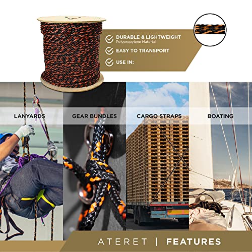 ATERET California Truck Rope - 1/2" x 1,200 Feet Twisted 3 Strands Polypropylene Rope - Ideal for Truck Cargo Straps & Marine - size: 1/2" x 1,200'