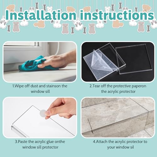 3 Pcs Window Sill Protector, Pet Window Guard,Transparent, Window Sill Cover, Protection from Dog and Cat Scratching Chewing Slobbering, Heavy Duty Scratch Shield(11.81"x4.72"x1")