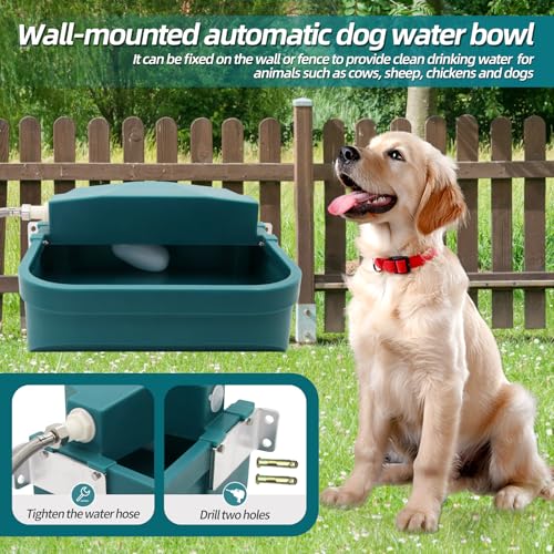 8L Large Automatic Animal Drinking Water Bowl, Livestock Water Trough Dispenser with Water Pipe & Float Valve & Drain Hole for Cattle Horse Sheep Dog Indoor/Outdoor Easy to Clean