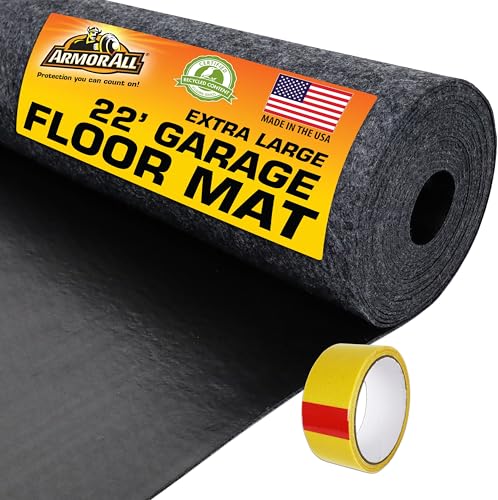 Armor All Jumbo XXL Garage Floor Mat (22' x 8'10"), Waterproof Garage Flooring, Absorbent, Premium Oil Spill Resistant Garage Pad, Durable, Protects Surfaces (Includes Double Sided Tape) (USA Made) - size: 8'10" x 22' (Rectangular)