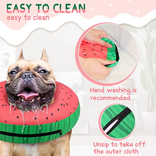 Supet Inflatable Dog Cone Collar Alternative After Surgery, Doggie Neck Donut Collar Recovery ECollar for Post Surgery, Soft Dog Cone for Small Medium Puppies Cats - color: Donut Red, size: S(Neck 7"-9.5")