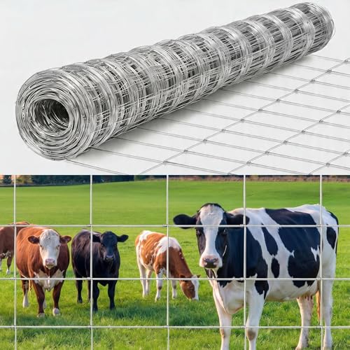 Farm Fence 6FT x 164FT, 12GA Livestock Fence, Goat Fence, Galvanized Cattle Fence, Heavy Zinc Coating Wire Fencing, for Goat Deer Yard Livestock Animals Protection - size: 6ft x 164ft