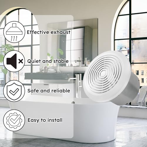 V2262-50 7 Inch Bathroom Exhaust Fan, 50 CFM, 1.0 Sones, 7" Ceiling Exhaust Fan, for 8 Inch Diameter Rough-in Opening, Ideal Ventilation for Bathroom, Laundry Room, Mobile Home, Kitchen & Garage