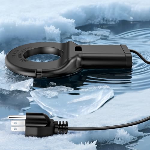 250W Utility De-Icer with Thermostat, Durable Cast Aluminum Submersible Water Heater for Bird Bath, Chicken Water, Livestock Tank, 9.8ft Cord, Black - size: 250W