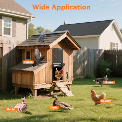 Large Size Automatic Chicken Coop Door Solar Powered, Auto Chicken Door Opener with Timer Modes for Safe and Convenient Chicken Keeping with Intelligent Obstacle Sensors, Remote Control