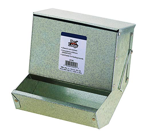 Pet Lodge® Steel Small Animal Feeder with Lid | Cage Rabbit Feeder | Holds Several Days Worth of Food | 7 Inch - size: 7 Inch