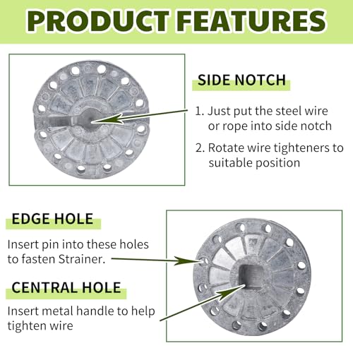 12 Pcs Fence Tightener Electric Wire Tensioner with 4mm Galvanized Pin, Heavy Duty Aluminum Rapid Inline Ratchet Strainer for Farm Ranch Orchard Post Repair | with 4mm Galvanized Pin, Heavy Duty Aluminum, Rapid Inline Ratchet Strainer, for Farm Ranch Orch