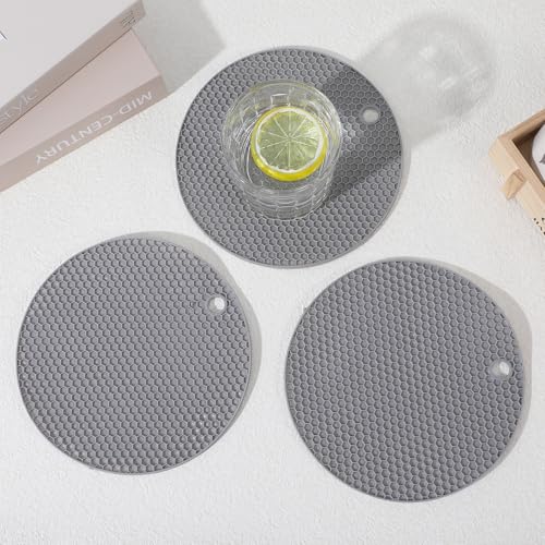 3Pcs Rubber Jar Opener,Round Jar Opener Gripper Pad,Multipurpose Silicone Jars Openers,Non-Slip Coasters for Weak Hands (6.7x6.7inch,Grey) - color: Gray