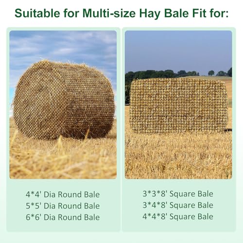 6x6ft Round Bale Hay Net for Horses, Large Thick & Durable Nylon Knotless Slow Feeder Hay Nets for Horses and Goats Healthier Feeding Solution - size: 6*6 Ft