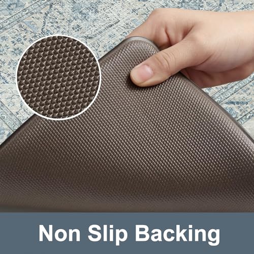 KIMODE Anti Fatigue Kitchen Mats for Floor, Vintage Kitchen Rugs Sets of 2 | Cushioned Kitchen Floor Mats Non Slip, Comfort Boho Rugs for kitchen floor, Sink, Laundry, Desk Blue 17"x47"+17"x29" - color: Blue, size: 17.3" x 47"+17.3" x 29"--0.47 inches
