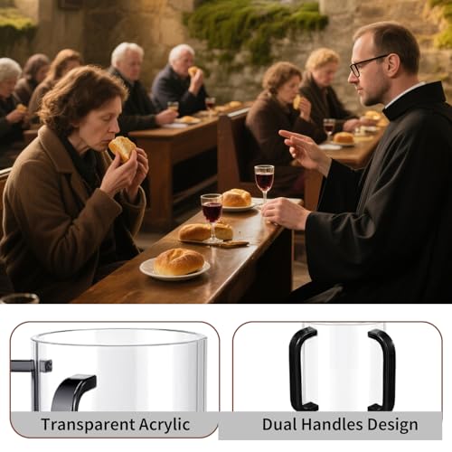 3 Pcs Judaica Hand Washing Cup 5 Inch Clear Acrylic Negel Vasser Jewish Ritual with Dual Black Handles for Netilat Yadayim and Holidays Gifts