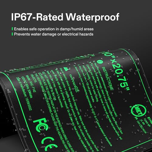 VIVOSUN 10"x20.75" Seedling Heat Mat with Built-in Temperature Controller, UL & MET-Certified Waterproof Plant Heating Pad for Germination, Hydroponics, Brewing, Breeding, and Greenhouses (Pack of 2) - size: 10"x20.75" (Pack of 2)