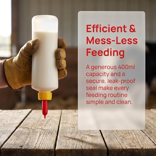 Kisangel 5 Pcs Lamb Feeding Bottles, 13.5 oz Nursing Kit with 5 Replacement Nipples for Baby Goats, Sheep & Small Livestock, Durable Milk Feeder