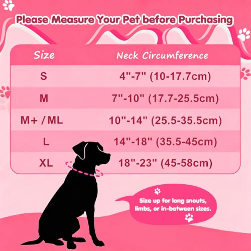 Grand Line Inflatable Dog Cone Collar, Soft Pet Recovery After Surgery (M+) | Does Not Block Vision | Protective Pet Neck Cone Alternative for Small, Medium, Large Dogs & Cats | Solid Pink - color: Pink, size: M+/ML(Neck:10"-14")