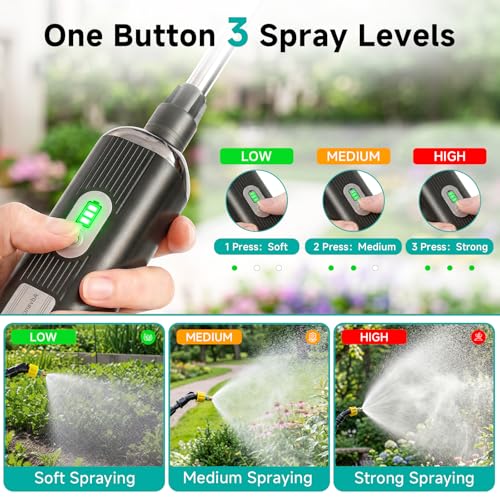 Battery Powered Garden Sprayer 2 Gallon, 7.4V High Pressure Rechargeable Weed Sprayer with 3 Pressure Mode, 5 Spray Nozzles, Telescopic Wand, Battery Indicator, Adjustable Strap for Lawn Garden, Green - color: Green