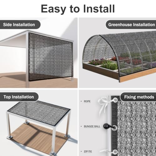 SUNNY GUARD Sun Shade Cloth, 10 x 20 FT Black HDPE Mesh | 35-45% Breathable shade cover creates a cooler space for plants, vegetables, greenhouses, patios, chicken coops, and kennels - color: 40 SHADE-BLACK, size: 10 FT x 20 FT