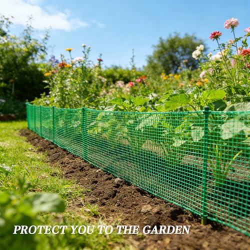 Garden Fence 4 x 65 FT,0.4" Mesh Plastic Fencing,50PCS Zip Ties | Deer Fence Temporary Fence Snow Fence Safety Fence,Construction Fencing for Yard,Rabbits,Chicken,Dogs,Animal Barrier,Green - size: 4ftx65ft