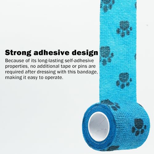 Bandages First Aid Tape Cohesive Bandage First Aid Bandages Cohesive Wrap Adhesive Bandage Self Adherent Cohesive Wrap Bandages Colorful Bandages (Blue Footprint, 2-Inch) - color: Blue Footprint, size: 2-Inch