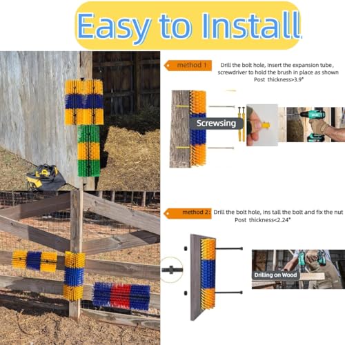 2PCS Livestock Scratching Brush,Goat Scratcher Brush Post with Cleaning Tool, Grooming and Massage Brushes for Donkeys Horse Sheep Cow scratchers, Animals Back Scratching Itch - color: Blue