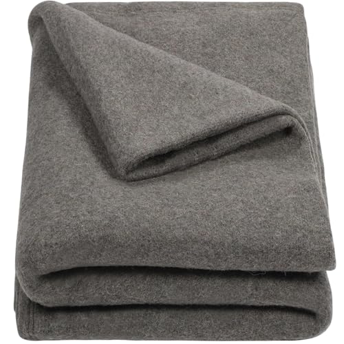 REDCAMP Wool Blanket, Warm and Thick Wool Camping Blanket, Grey | Great for Outdoors, Camping, Stadium Blanket, Picnics, Travel and Car, Machine Washable 86"x 63" - color: 86"x 63" Grey