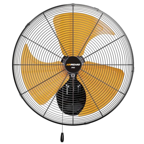 Pro Series 20 inch Oscillating High Velocity Wall Mount Fan, 6000 CFM Industrial Heavy Duty Metal Wall Fan, 3 Speeds, Adjustable Tilt, Quiet Operation Commercial Shop Fan for Garage - size: 20 inch - Indoor