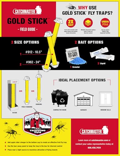 Fly Trap Sticks - Full Case of 12 – Effective & Easy-to-Use Fly Control Solution | Premium USA Supply Gloves for Safe Eradication | USA Supply Pest ID Card