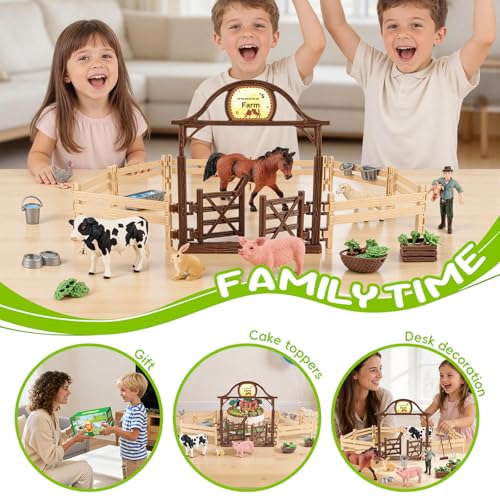 35pcs Farm Animal Figurines Horse Toys Stable Playset Barn Toys for Kids 3+ | Solid, Realistic, Safe, Horse Toys Livestock Diorama Kit for Toddlers Pretend Barnyard Play, Preschool Toy for Boys Girls - style: 35pcs Farm Toy Set
