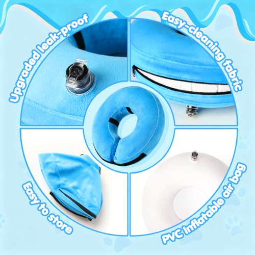 Grand Line Inflatable Dog Cone Collar, Soft Pet Recovery After Surgery (XL) | Does Not Block Vision | Protective Pet Neck Cone Alternative for Small, Medium, Large Dogs & Cats | Solid Blue - color: Blue, size: XL(Neck:18"-23")