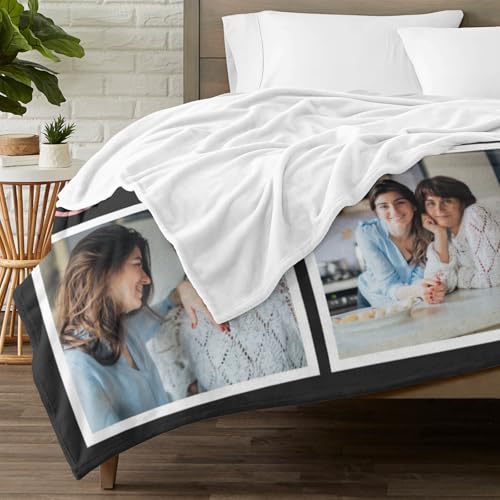inkArts Custom Mom Blanket with 5 Photos Personalized Blanket with Pictures Customized Throw Gifts for Mom Grandma Photo Throw Blanket for Birthday Mother's Day, 15 Colors Available - color: 5 Photo-4