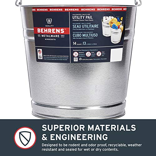Behrens Galvanized Steel Utility Pail 14-Quart - size: 14-Quart, style: Galvanized