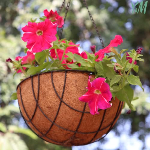 Y&M 4pcs 14 Inch Pre-Formed Round Coco Fiber Hanging Basket Liner,Coconut Replacement Liner - size: 4pcs 14in
