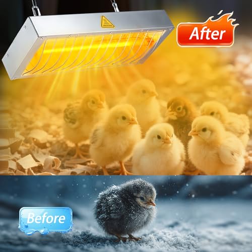 600W Heat Lamp for Chickens, Large Chicken Coop Heater, Adjustable Temp and Height, No Assembly Brooder Heater for Chicks Pets Livestock, 1 Pack - color: Heat lamp 600W - 1 Pack