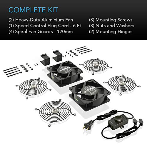 AC Infinity AXIAL S1238D, Dual 120mm Muffin Fan with Speed Controller. | UL-Certified for Doorway, Room to Room, Wood Stove, Fireplace, Circulation Projects - size: Dual 120 x 120 x 38 mm, Speed Controller