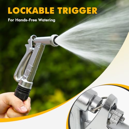 RESTMO 2 Pack 100% Metal Rust-Proof Chrome Garden Hose Nozzle Heavy Duty | 5X Lifespan Zinc Alloy Pistol Grip Hose Sprayer Nozzle, Leak Proof, Threaded Front, Idea for Car Washing, Plant Watering - size: 2 Pack