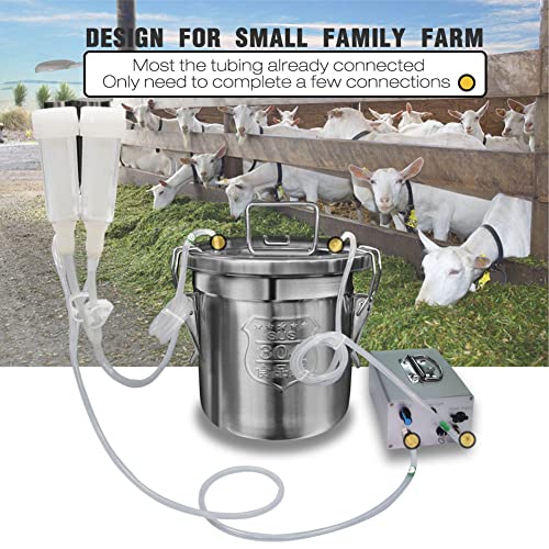 12L Goat Milking Machine, Rechargeable Pulsation Pump Milker (Pro) | Hantop UnitedFarm, Portable Battery Pump, Speed Adjustable, Auto Stop, SUS304 Stainless Steel Bucket, Food-grade material