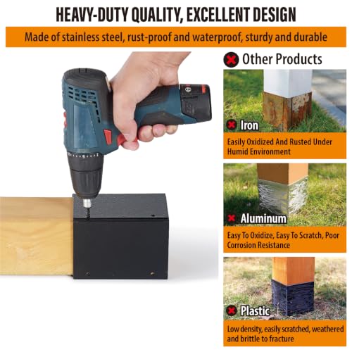 Stainless Steel Adjustable (Range 3.3"-6") Post Protector, Protects Wooden Mailboxes and Fences from Lawnmower and rain Damage (Black, 2 Set) - color: Black, size: 2 set