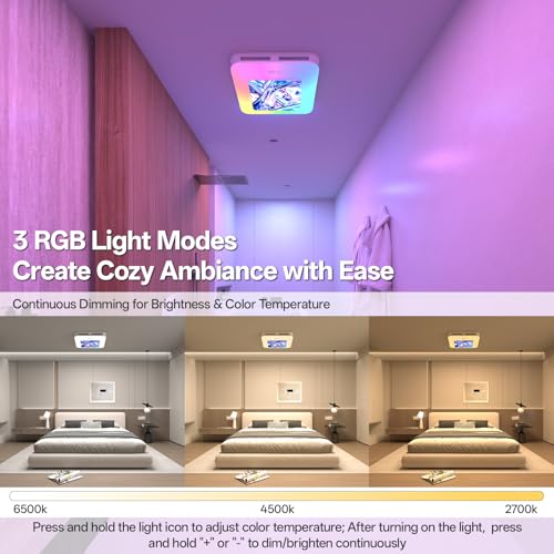 RexTact Bathroom Fan with Humidity Sensor,230 CFM 1.0 Sone Bathroom Exhaust Fan with Light,Ventilation and Exhaust Fan with Remote Control and Timer Function,Violet Blue - color: Violet Blue