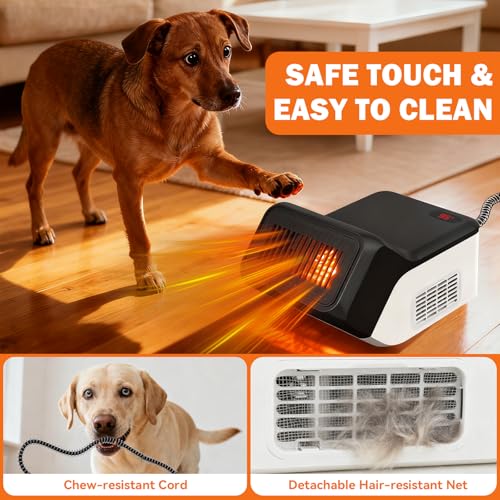 Dog house heater for chicken coop pet, adjustable temperature of 300W/600W for winter warmth, low noise, overheat protection, bite-proof wires, suitable for indoor and outdoor use