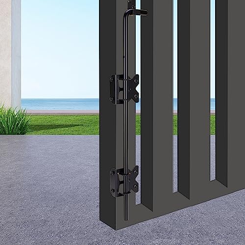 Upgrade 24" Heavy Duty Cane Bolt Gate Drop Rod-Steel Gate Ground Latch Designed for Wood Metal Vinyl Gates or Double Doors Fence - size: 24 Inch-1 Pack