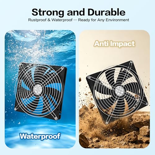 7.1" Large Airflow Solar Powered Greenhouse Fan, 25W Vent Exhaust Intake Solar Fan for Chicken Coop, Waterproof Outdoor Solar Fans, 16.5 ft Long Cord for Dog House, Shed, Cabin