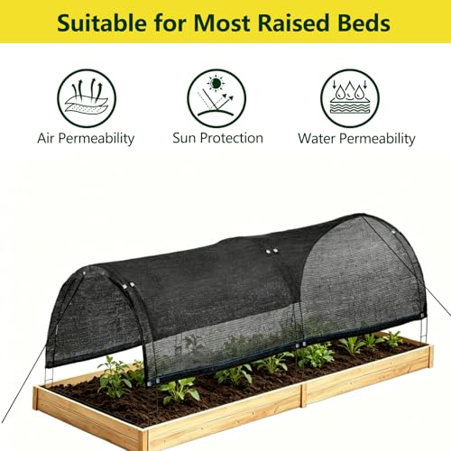 Garden Shade Kits, Shade Cloth with Hoops,78" L x 35" W x 27" H Row Covers | 80% UV Block Sun, Plant Cover for Raised Beds, Heat Protection Tunnel for Strawberry and Flowers