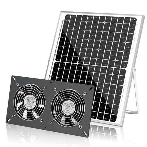 Fanspex Solar 2 Fan Kit Waterproofed for Chicken Coop, Greenhouse & Shed | High Velocity Solar Powered Fans for Outdoor Intake or Exhaust Air - size: 2 Fan Kit