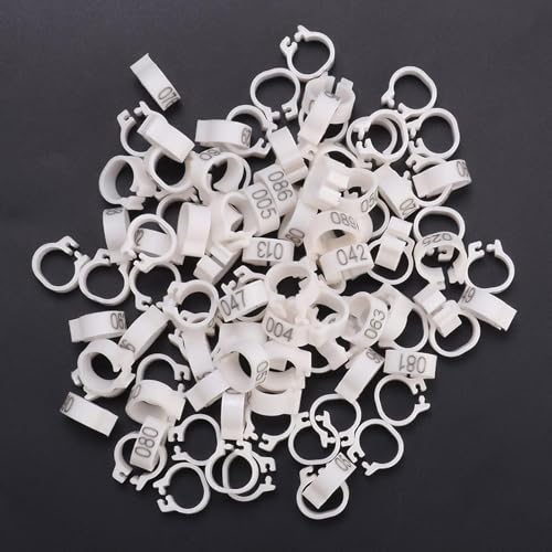 100PCS Numbered Leg Bands, 8mm Inner Diameter | Color-Coded Identification for Hatches, Durable Plastic Resists Cracking, Clip-On Design No Extra Tools, Organize Breeding Re