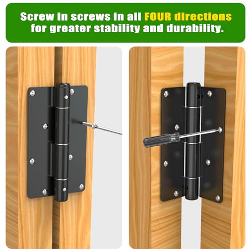 Insaga 5-3/4" Self-Closing Gate Hinges Heavy Duty Black E-Coated, 2 Pack | Carbon Steel, Rust-Proof E-Coat, 4-Side Mount for Pool/Yard, Self-Close Spring, No Adjustment Needed, 30 Lbs Capacity - color: 2Pack