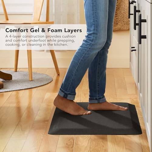 KITCHENAID Gourmet Series Kitchen Comfort Gel Mat, Woven Texture, Matte Black, 20"x39" - color: Matte Black