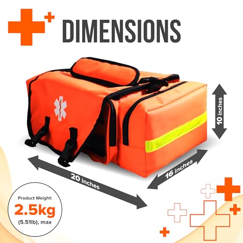 JJ CARE Trauma Bag (287 pcs), Fully Stocked EMT Medical Bag for Professionals, First Aid Emergency Medical Kit, First Responder Kit Essentials with Organizer Pouch