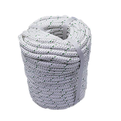 3/7 Inch x 150 Feet 4800Lbs Double Braid Polyester Rope Breaking Strength Strong Pulling Rope - color: White & Green, size: 3/7in x 150 ft