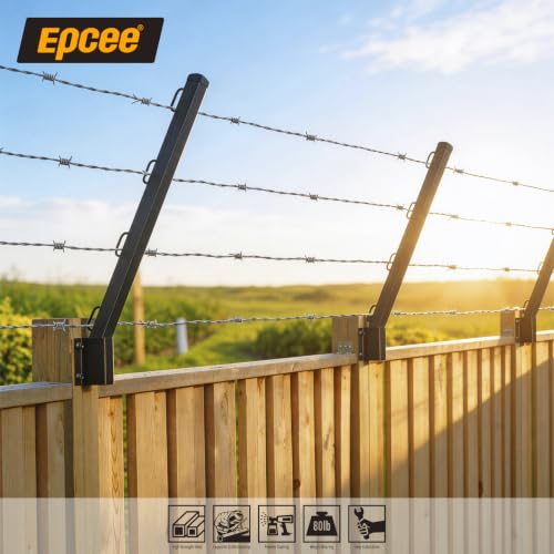 8-Pack Angle 25° Fence Post Extender, 23.5" Fence Barbed Wire Extend Arm，for Outdoor Fences to Increase Height, Protect Privacy and Pets Jumping Off (8, 23.5in-25°Angles - Wood Post) - size: 23.5in-25°Angles - Wood Post