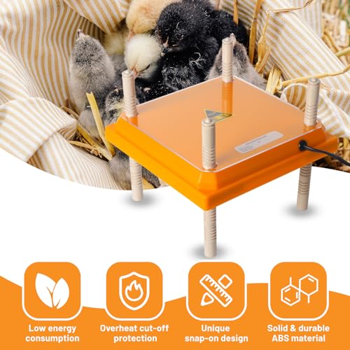 NUGRIART Brooder Heater for Chicks, 10" x 10" for 15 Chicks Heating Plate with Adjustable Height and Angle 15W Chicken Brooder Warm Like Mother Hen