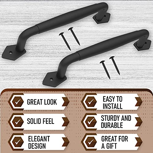 2-Pack 10 Inch Diamond Tapered Barn Door Handle - Black Cast Iron Pull for Sliding Doors, Gates, Sheds, Fences, Closets - Indoor Outdoor Farmhouse Hardware - size: 10" - 2 Pack, style: Diamond Tapered